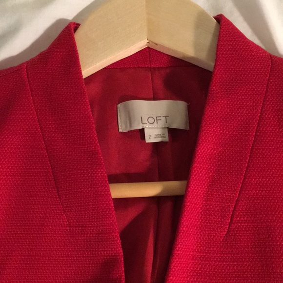 Loft red collarless blazer - Picture 3 of 5